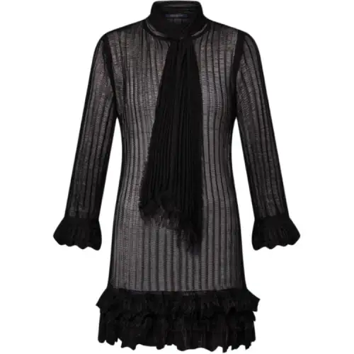 Lv Ruffle Trim Lavallière Knit Dress