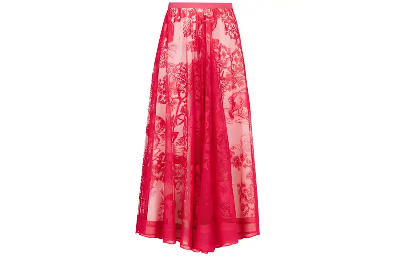DIOR Quarterly New Products Casual Long Skirts Women's Raspberry Moderate Mid Length Other