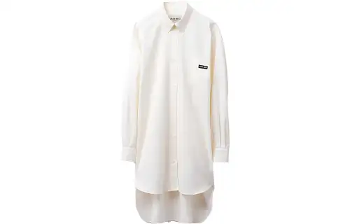 MIU MIU Long Sleeved Dresses Women's White Shirt Collar Moderate Mid Length