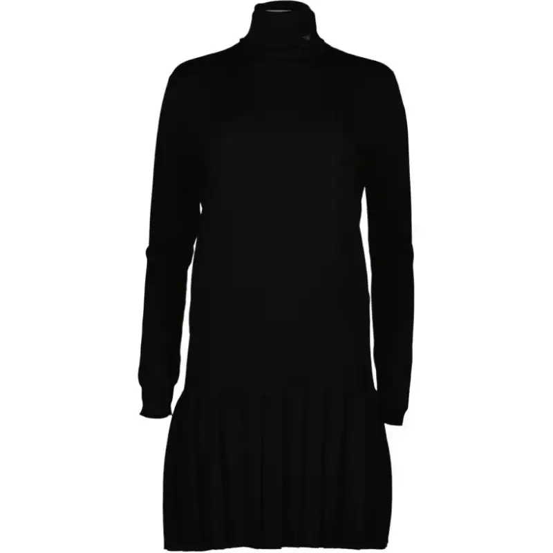 PRADA Wool Knit Turtleneck Pleated Mini Dress 'Black'