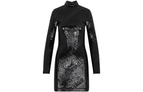 Balenciaga All Over Sequin Embellished Highneck Dress
