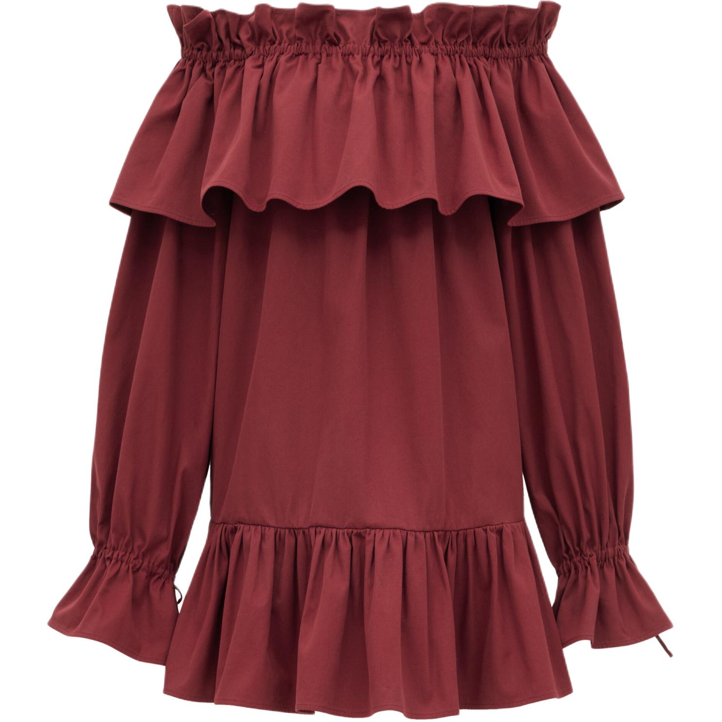 SAINT LAURENT Ruffled Off Shoulder Dress