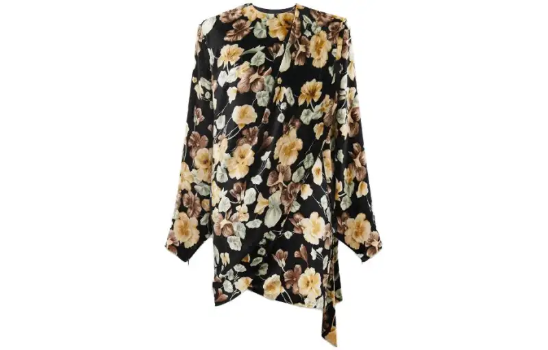 SAINT LAURENT Draped Floral Patterned Dress
