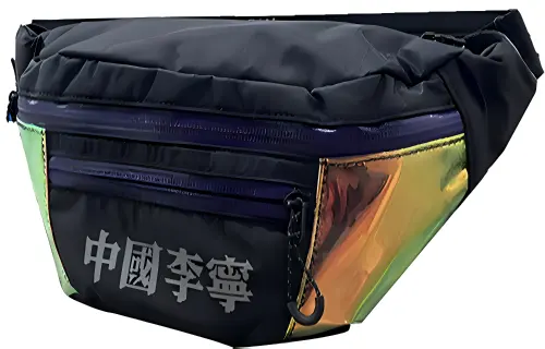 Li Ning Polyester Sling Bag, Fanny Pack Small Unisex Black/Purple
