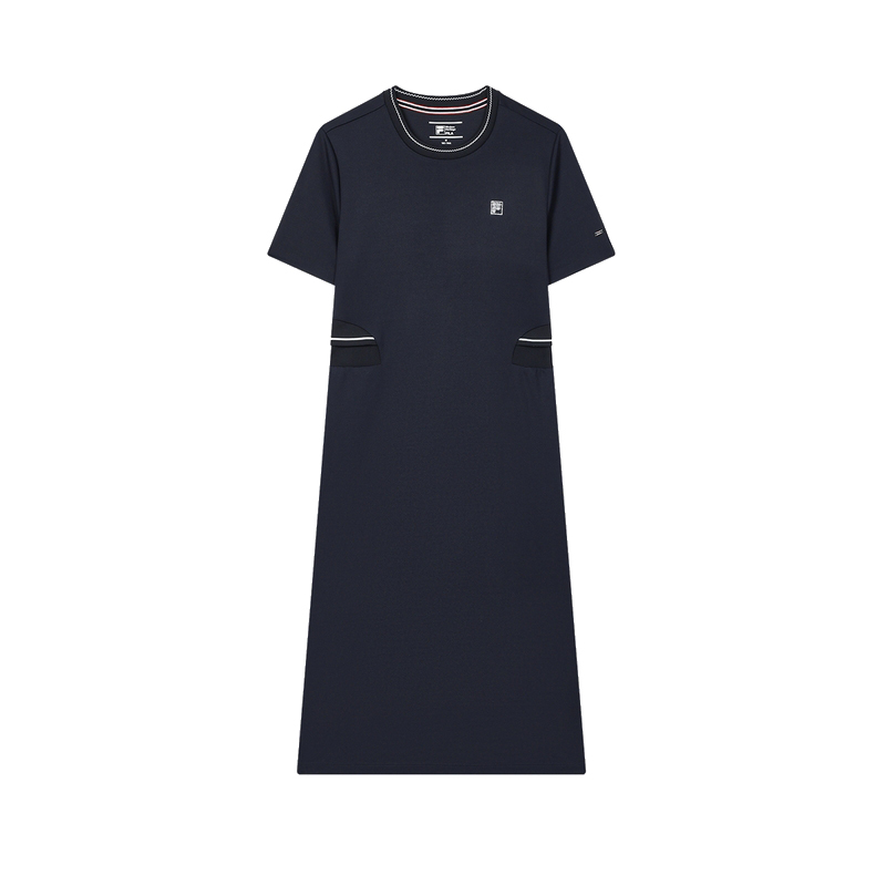 FILA FILA MODERN HERITAGE FILA DNA-FRENCH CHIC Fashionable and versatile simple short-sleeved dress for women Legend Blue
