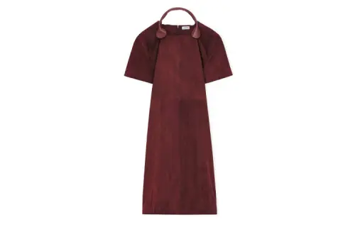 LOEWE Dress In Suede Short Sleeved Dress Women's Red