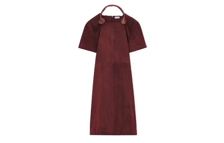 LOEWE Dress In Suede Short Sleeved Dress Women's Red