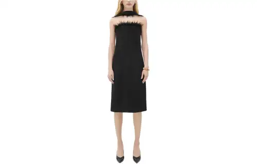Bottega Veneta Heavy Silk And Viscose Midi Dress Sleeveless Dress Women's Black