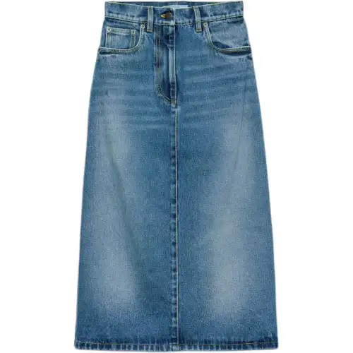 PRADA Logo Patch Denim Skirt
