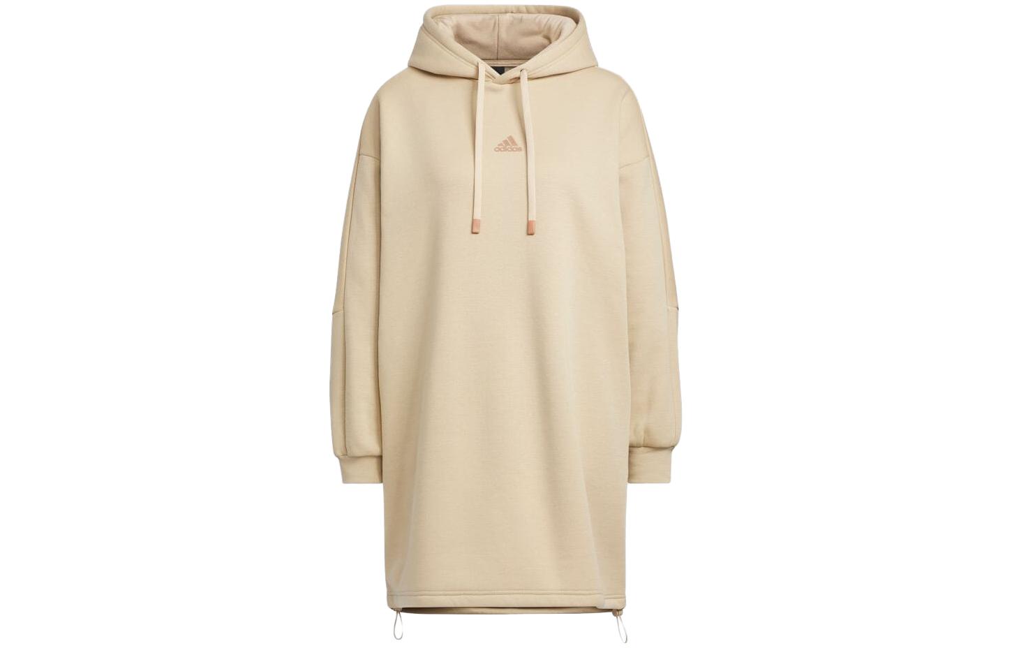 Adidas Long Sleeved Dresses Women's Magic Beige Hooded Moderate Mid Length