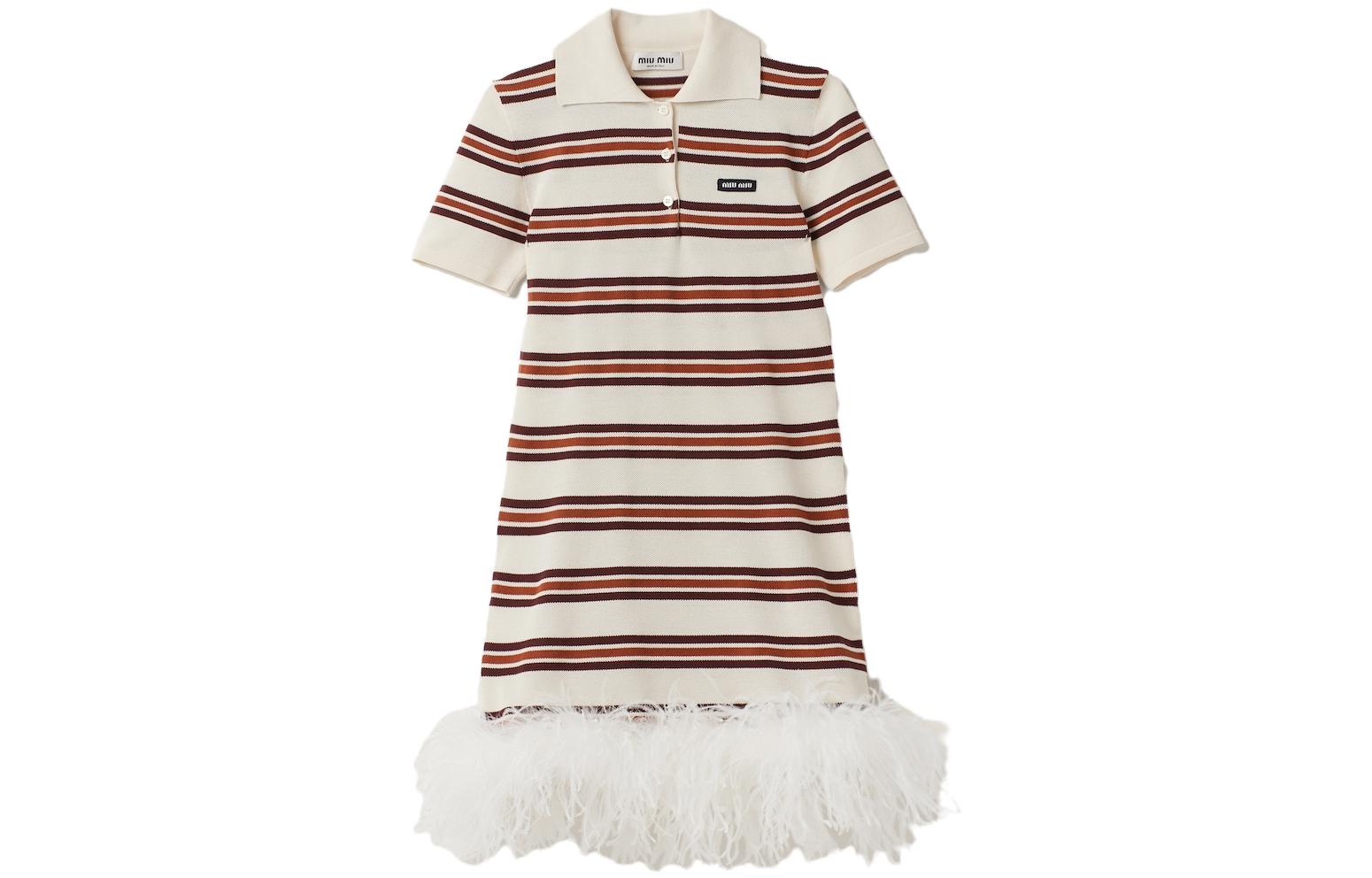 MIU MIU Silk And Cotton Polo Dress Short Sleeved Dress Women's White