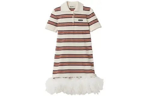 MIU MIU Silk And Cotton Polo Dress Short Sleeved Dress Women's White