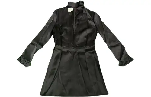 GUCCI Long Sleeved Dresses Women's Black V Neck Moderate Mid Length