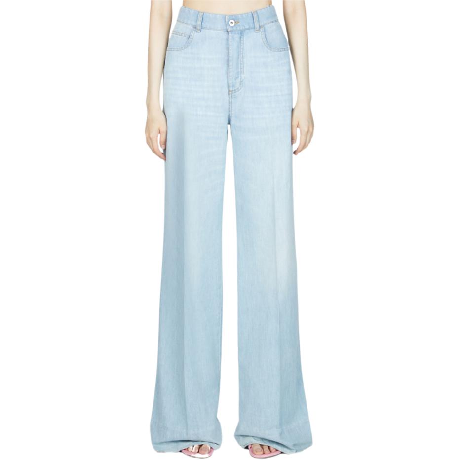 Bottega Veneta Logo Patch Wide Leg Jeans