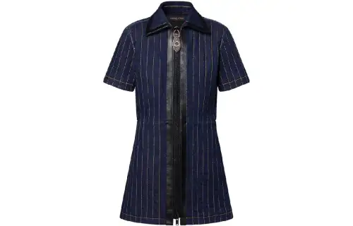 LOUIS VUITTON Short Sleeved Dress Women's Blue