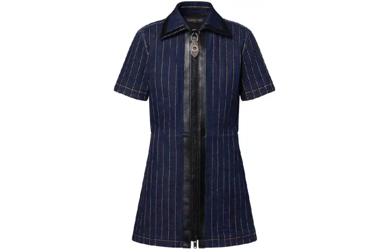 LOUIS VUITTON Short Sleeved Dress Women's Blue