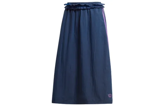 Adidas Originals RUFFLE Casual Long Skirt Women's Navy
