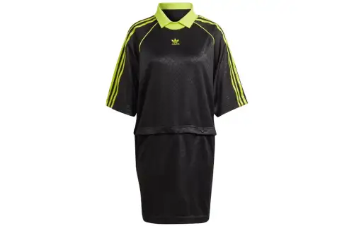 Adidas Originals Short Sleeved Dresses Women's Black Lapel Moderate Short