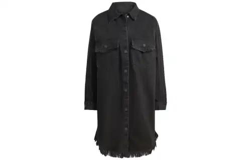 Adidas Originals Long Sleeved Dresses Women's Black Pointed Collar Moderate Mid Length