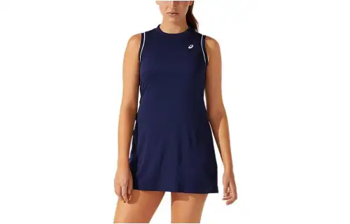 ASICS Sleeveless Dresses Women's Marine Blue Crew Neck Moderate Short