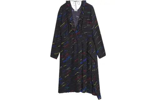 Balenciaga Logo Pleated Dress 'Black'