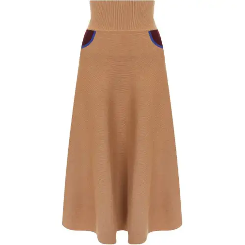 LOEWE Knit Long Skirt Women's Camel
