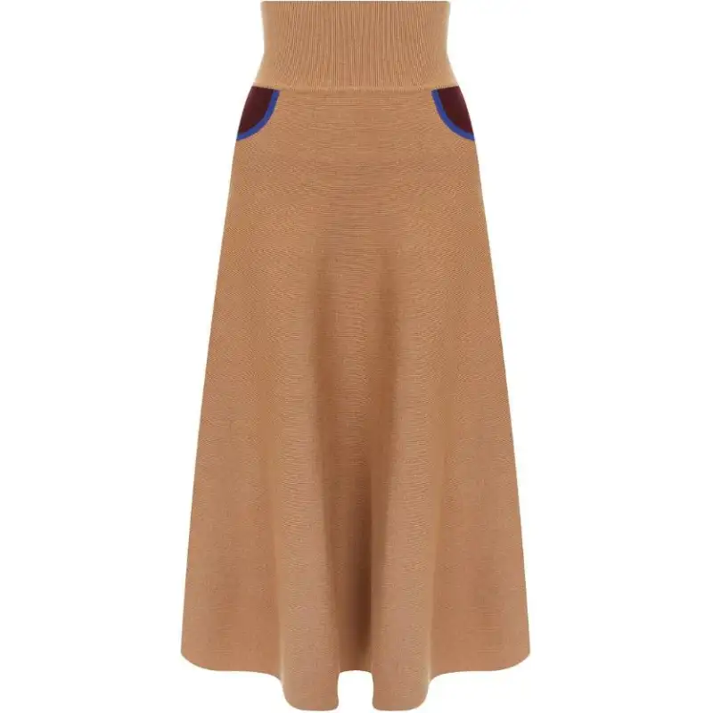 LOEWE Knit Long Skirt Women's Camel