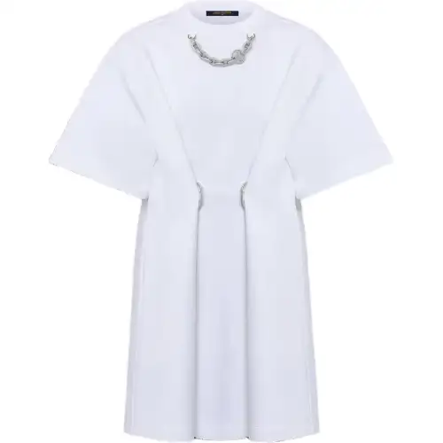 LOUIS VUITTON Short Sleeved Dress Women's White