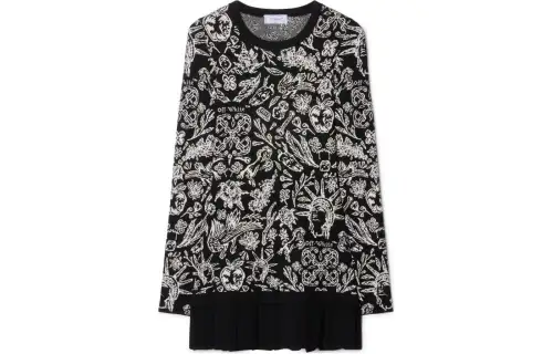 OFF-WHITE intarsia-knit pleated dress