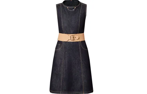 LOUIS VUITTON Eyelet Belt Denim Dress