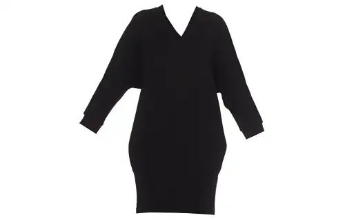 KENZO Long Sleeved Dresses Women's Black V Neck Mid Length