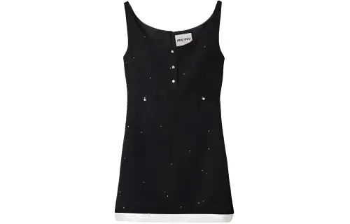 MIU MIU Sequined Bouclé Mini Dress Sleeveless Dress Women's Black
