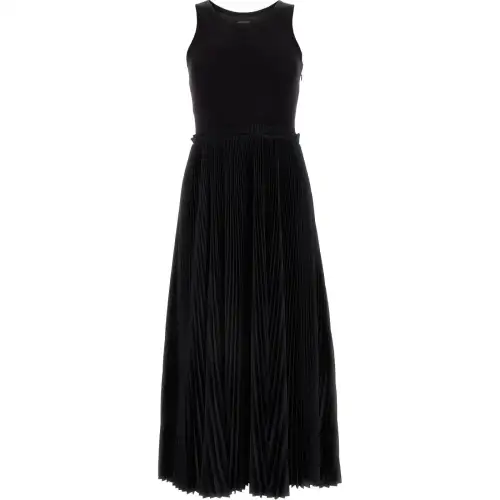 Balenciaga Allover Logo Tank Top Pleated Dress