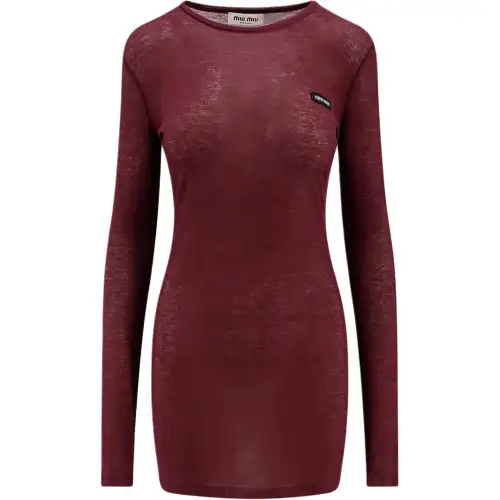 MIU MIU Long Sleeved Dress Women's Red