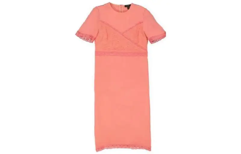 Burberry Short Sleeved Dresses Women's Pink Crew Neck Moderate Mid Length