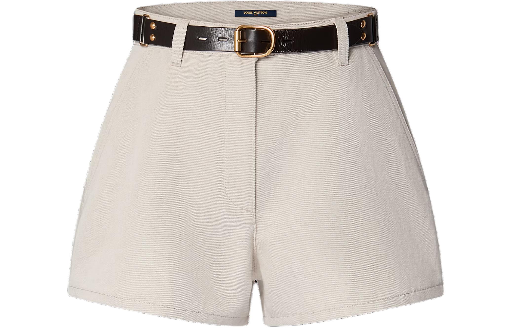 LOUIS VUITTON Belted Gabardine Mini Shorts
