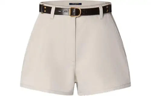 LOUIS VUITTON Belted Gabardine Mini Shorts
