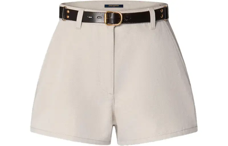 LOUIS VUITTON Belted Gabardine Mini Shorts