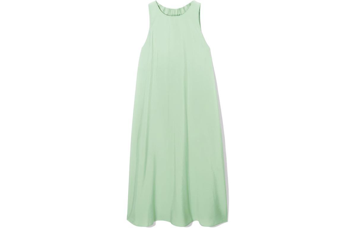 COS Sleeveless Dresses Women's Light Green Crew Neck Moderate Mid Length