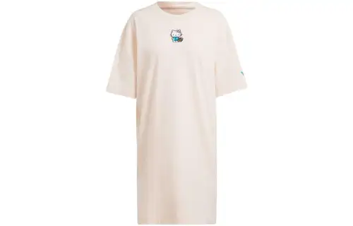 Adidas Originals Short Sleeved Dresses Women's Light Pink Crew Neck Moderate Mid Length