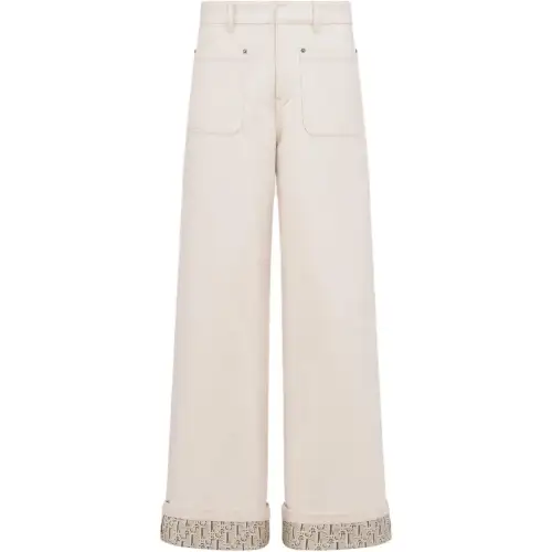 DIOR Jeans Women's Beige Moderate Flared Pants