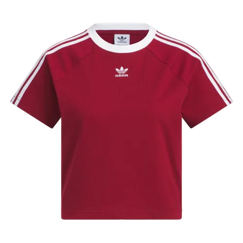 Adidas Originals 3 Stripes Raglan Sleeve T Shirt Women's Burgundy