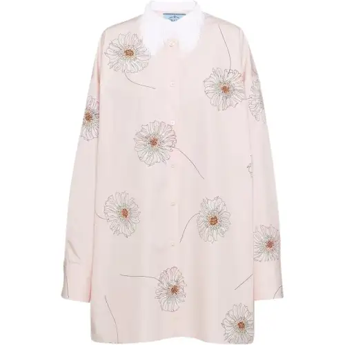 PRADA Pre Owned 2010s Floral print Fringe collar Blouse