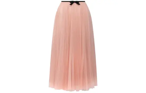 MIU MIU Casual Long Skirts Women's Pink Moderate Long Pleated Skirt