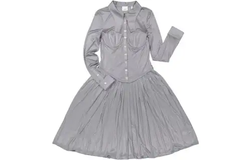 Burberry Long Sleeved Dress Women's Gray