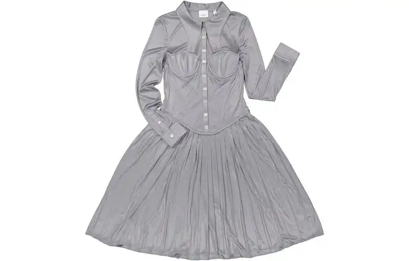 Burberry Long Sleeved Dress Women's Gray