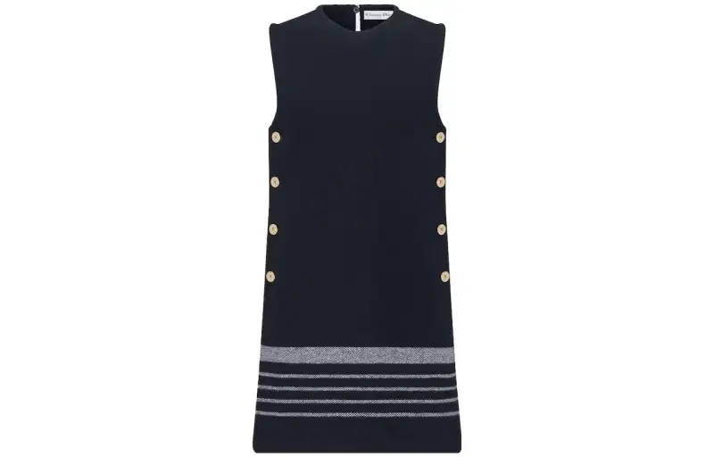 DIOR Marinière Straight Cut Short Dress Sleeveless Dress Women's Black