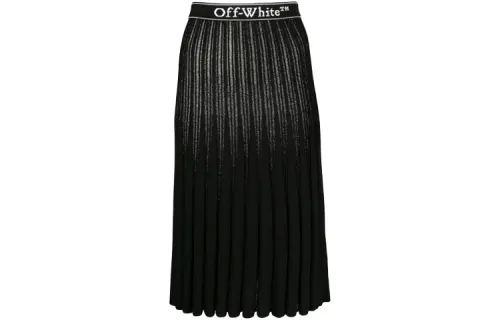 OFF-WHITE metallic knitted pleated skirt