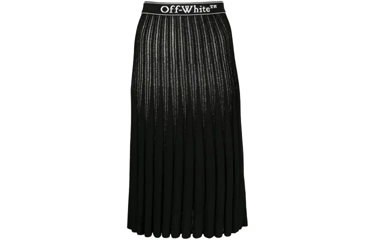 OFF-WHITE metallic knitted pleated skirt