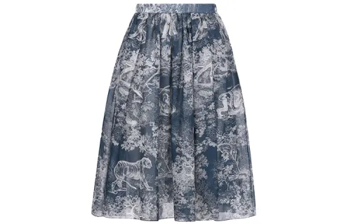 DIOR SS22 Casual Long Skirt Women's Marine Blue